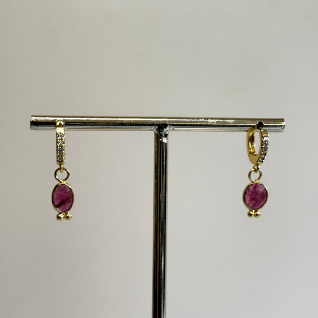 Créoles Galet Tourmaline Rose