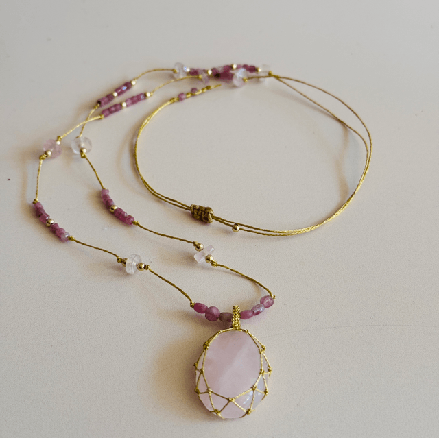 Sautoir Quartz Rose