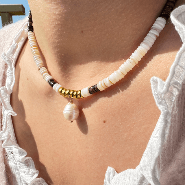 Collier coquillages dune blanche