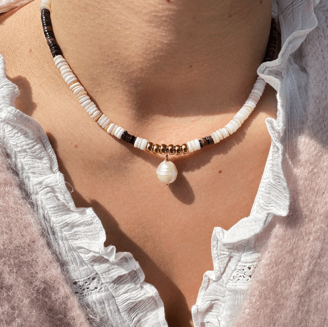 Collier coquillages dune blanche