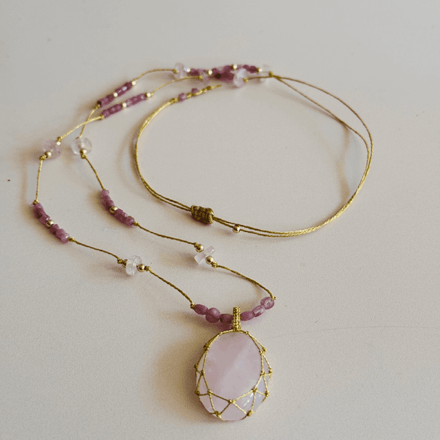 Sautoir Quartz Rose